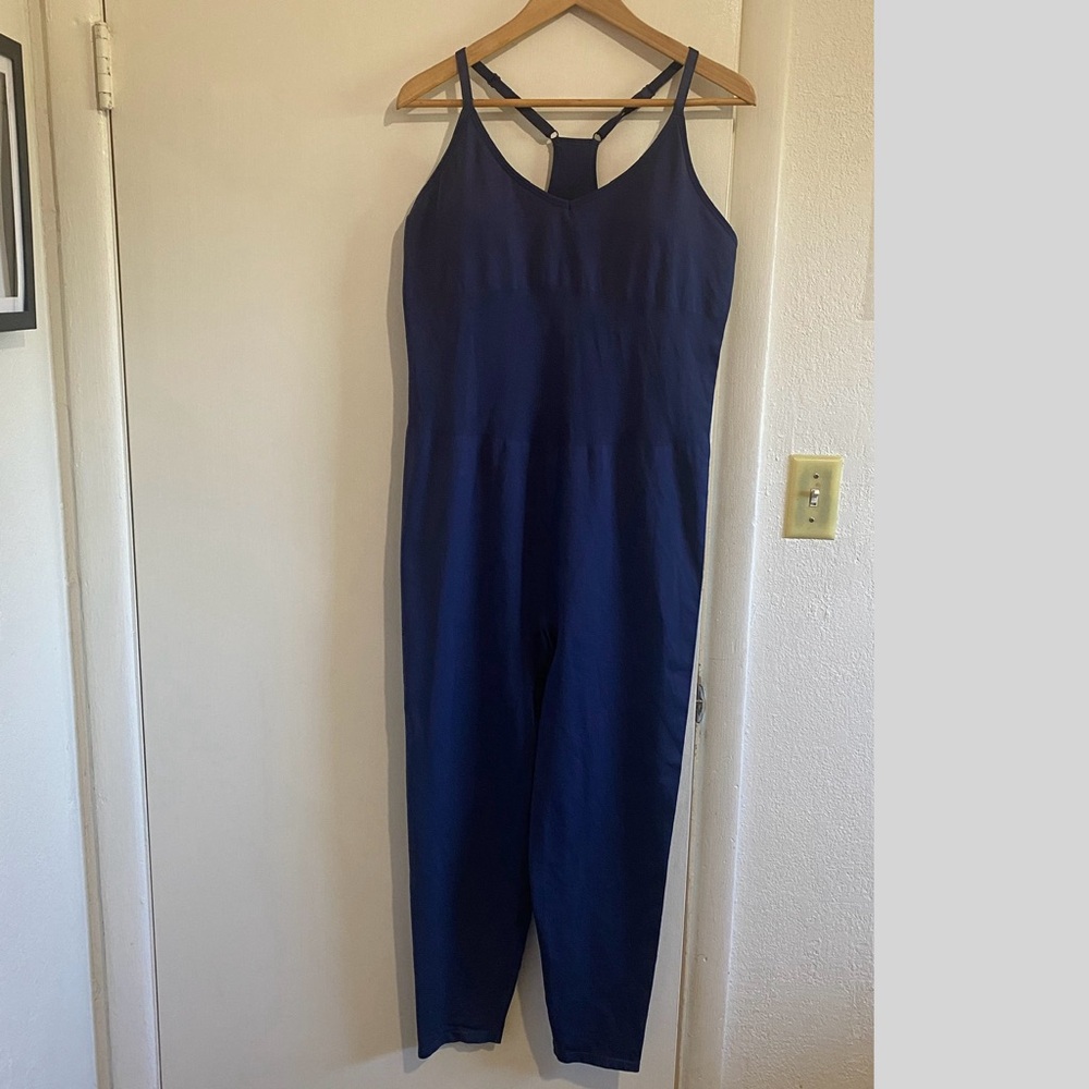 PINK Active Strappy Jumpsuit Navy Blue XXL | One Piece Bodysuit Romper Stretch